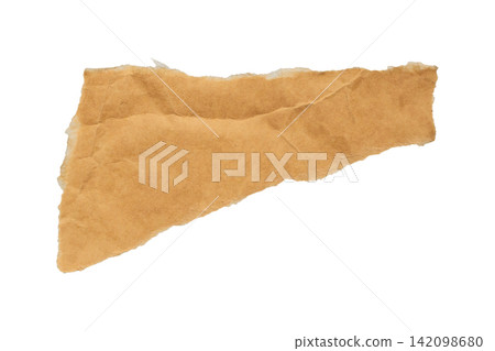 piece of brown paper tear isolated on white background piece of brown paper tear isolated on white background 142098680