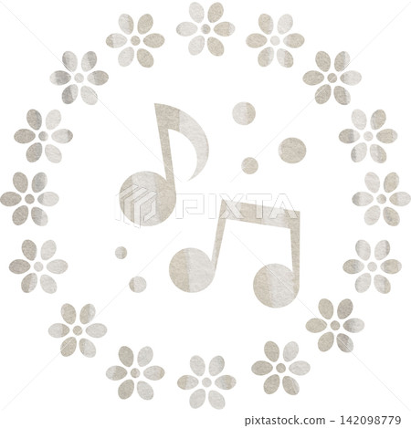 An illustration of a musical note icon with a beautiful watercolor pattern. An illustration of a musical note icon with a beautiful watercolor pattern. 142098779