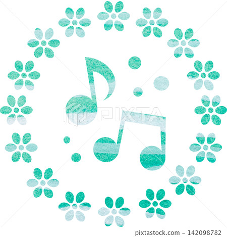 An illustration of a musical note icon with a beautiful watercolor pattern. An illustration of a musical note icon with a beautiful watercolor pattern. 142098782