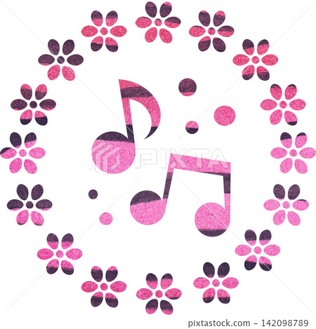 An illustration of a musical note icon with a beautiful watercolor pattern. An illustration of a musical note icon with a beautiful watercolor pattern. 142098789