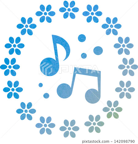 An illustration of a musical note icon with a beautiful watercolor pattern. An illustration of a musical note icon with a beautiful watercolor pattern. 142098790