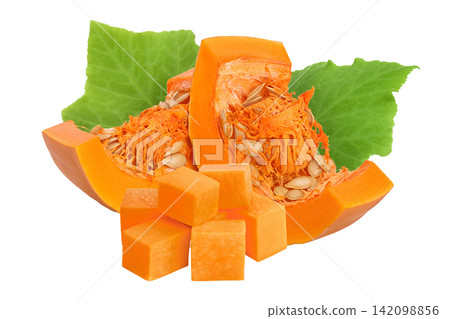 butternut squash diced isolated on white background with full depth of field butternut squash diced isolated on white background with full depth of field 142098856