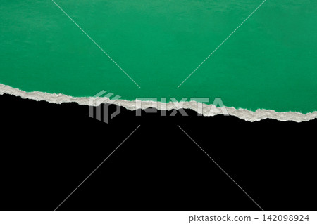 Green ripped paper torn edges strips isolated on black background Green ripped paper torn edges strips isolated on black background 142098924