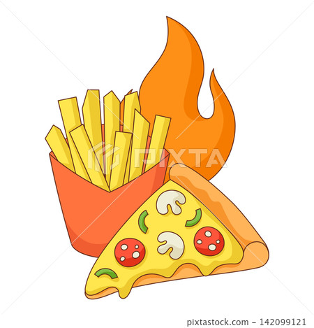 Design with fast food meal. Tasty fastfood lunch products. 142099121