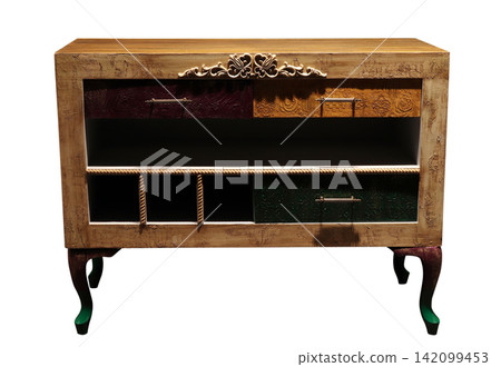 Wooden handmade decorative table. Home decoration. Wooden handmade decorative table. Home decoration. 142099453