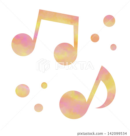 An illustration of a musical note icon with a beautiful watercolor pattern. An illustration of a musical note icon with a beautiful watercolor pattern. 142099534
