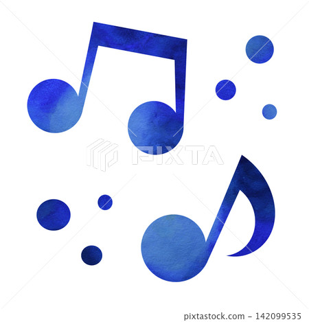 An illustration of a musical note icon with a beautiful watercolor pattern. 142099535