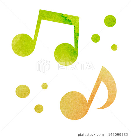 An illustration of a musical note icon with a beautiful watercolor pattern. An illustration of a musical note icon with a beautiful watercolor pattern. 142099583