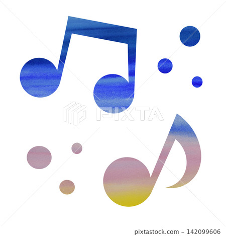 An illustration of a musical note icon with a beautiful watercolor pattern. An illustration of a musical note icon with a beautiful watercolor pattern. 142099606