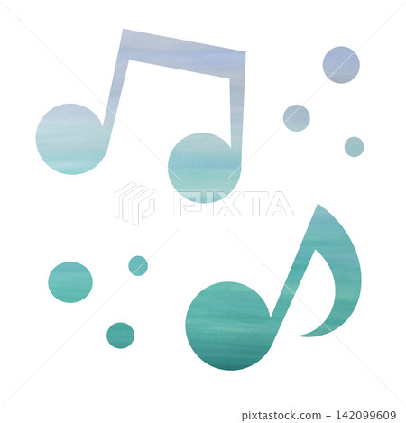 An illustration of a musical note icon with a beautiful watercolor pattern. An illustration of a musical note icon with a beautiful watercolor pattern. 142099609