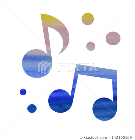 An illustration of a musical note icon with a beautiful watercolor pattern. An illustration of a musical note icon with a beautiful watercolor pattern. 142100169