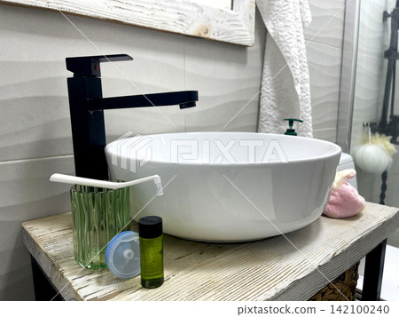 white shelve in bathromm with nail polish, deodorant, fragrance and cosmetic bag white shelve in bathromm with nail polish, deodorant, fragrance and cosmetic bag 142100240