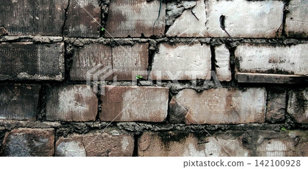 Old weathered brick and concrete block wall texture background Old weathered brick and concrete block wall texture background 142100928