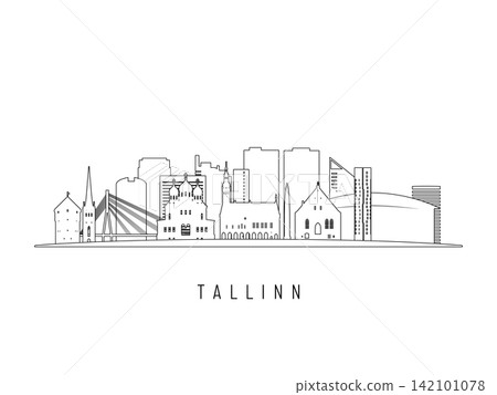 Detailed Tallinn skyline vector illustration. Detailed Tallinn skyline vector illustration. 142101078