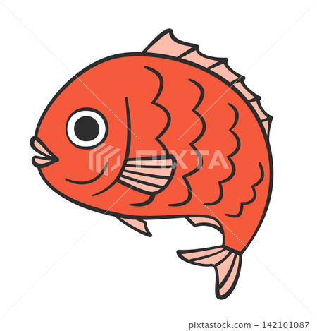 躍出水面的鯛魚插圖;紅色魚圖標 躍出水面的鯛魚插圖;紅色魚圖標 142101087
