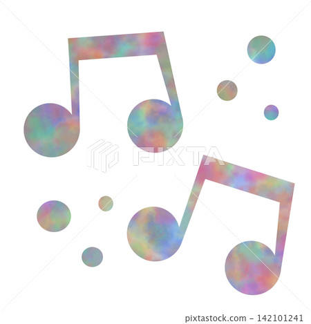 An illustration of a musical note icon with a beautiful watercolor pattern. An illustration of a musical note icon with a beautiful watercolor pattern. 142101241