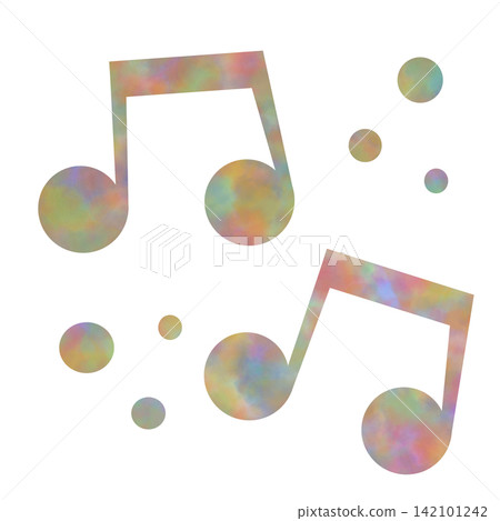An illustration of a musical note icon with a beautiful watercolor pattern. An illustration of a musical note icon with a beautiful watercolor pattern. 142101242