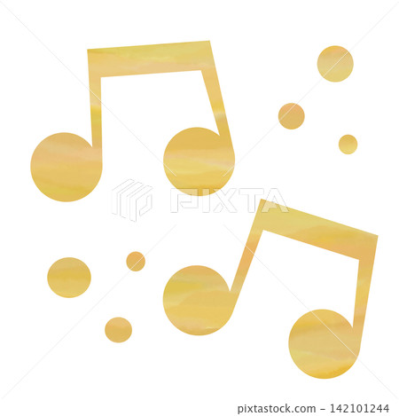 An illustration of a musical note icon with a beautiful watercolor pattern. An illustration of a musical note icon with a beautiful watercolor pattern. 142101244