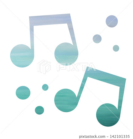 An illustration of a musical note icon with a beautiful watercolor pattern. An illustration of a musical note icon with a beautiful watercolor pattern. 142101335