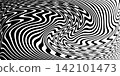 Black and White Wavy Lines Pattern. Movement Illusion. 142101473