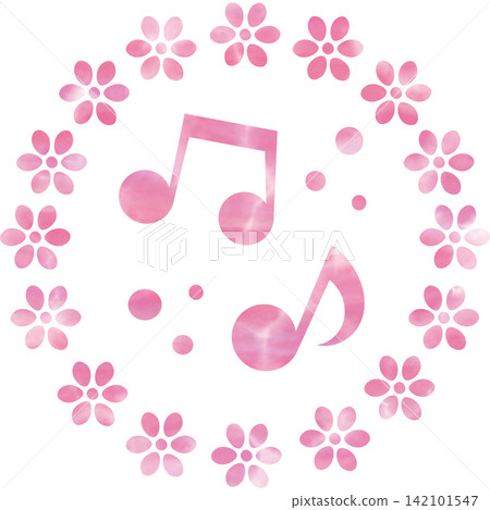 An illustration of a musical note icon with a beautiful watercolor pattern. An illustration of a musical note icon with a beautiful watercolor pattern. 142101547
