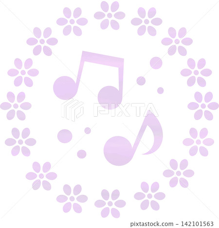 An illustration of a musical note icon with a beautiful watercolor pattern. An illustration of a musical note icon with a beautiful watercolor pattern. 142101563