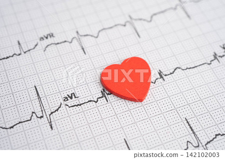 Electrocardiogram ECG, heart wave, heart attack, cardiogram report. Electrocardiogram ECG, heart wave, heart attack, cardiogram report. 142102003