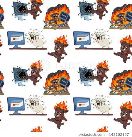 Funny Dogs with Broken Computers and Error Screens Pattern Funny Dogs with Broken Computers and Error Screens Pattern 142102107