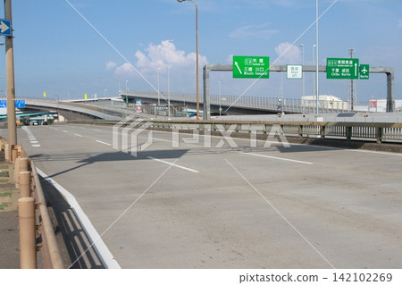 高屋路口前的道路景色與標誌 高屋路口前的道路景色與標誌 142102269