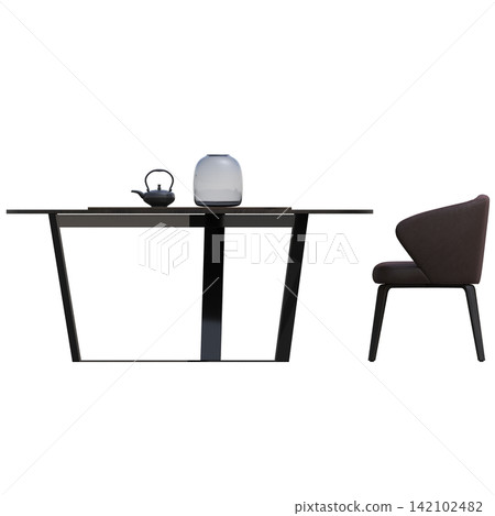 diner table isolated on transparent background, 3D illustration, cg render diner table isolated on transparent background, 3D illustration, cg render 142102482