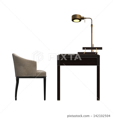 diner table isolated on transparent background, 3D illustration, cg render 142102504