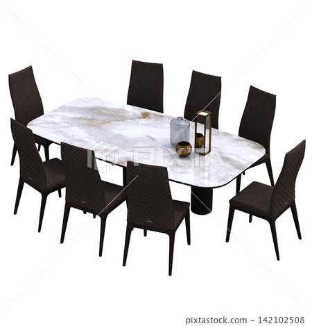 diner table isolated on transparent background, 3D illustration, cg render diner table isolated on transparent background, 3D illustration, cg render 142102508