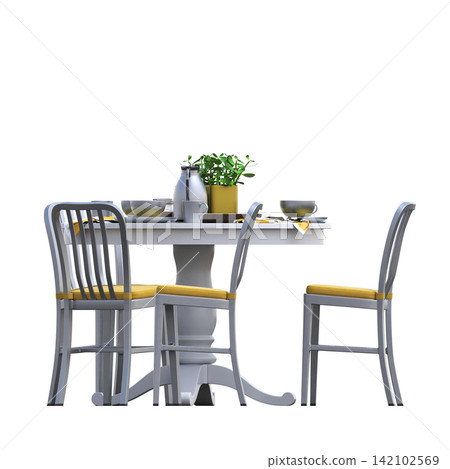 diner table isolated on transparent background, 3D illustration, cg render diner table isolated on transparent background, 3D illustration, cg render 142102569