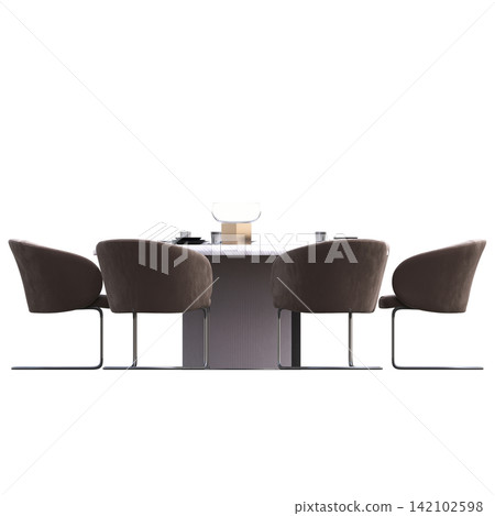 diner table isolated on transparent background, 3D illustration, cg render diner table isolated on transparent background, 3D illustration, cg render 142102598