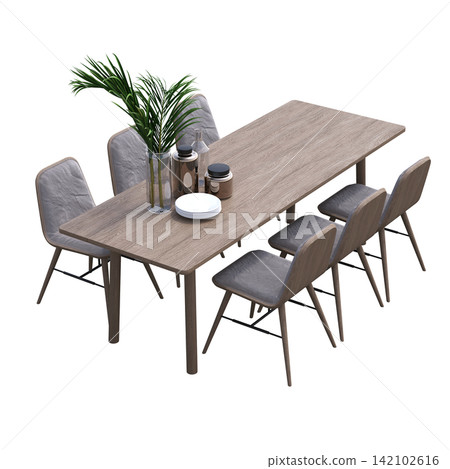 diner table isolated on transparent background, 3D illustration, cg render diner table isolated on transparent background, 3D illustration, cg render 142102616