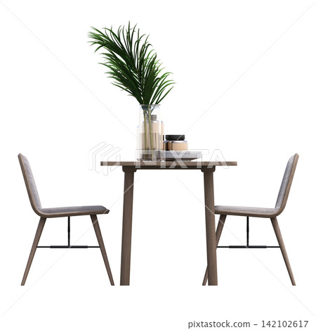 diner table isolated on transparent background, 3D illustration, cg render 142102617