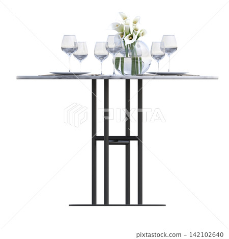 diner table isolated on transparent background, 3D illustration, cg render diner table isolated on transparent background, 3D illustration, cg render 142102640