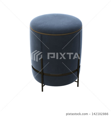 soft pouf isolate on a transparent background, interior furniture, 3D illustration, cg render 142102866