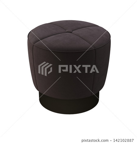 soft pouf isolate on a transparent background, interior furniture, 3D illustration, cg render 142102887