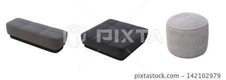 soft pouf isolate on a transparent background, interior furniture, 3D illustration, cg render soft pouf isolate on a transparent background, interior furniture, 3D illustration, cg render 142102979