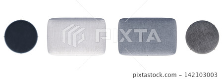 soft pouf isolate on a transparent background, interior furniture, 3D illustration, cg render 142103003
