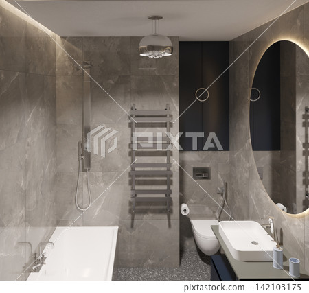 residential interior visualization, 3D illustration, cg residential interior visualization, 3D illustration, cg 142103175