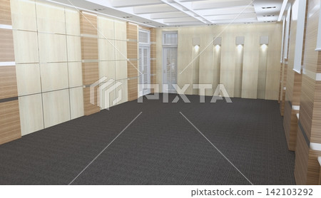 visualization of a large empty interior, 3D illustration 142103292