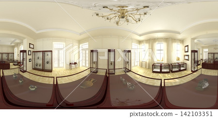 interior visualization, spherical panorama, 3D illustration interior visualization, spherical panorama, 3D illustration 142103351