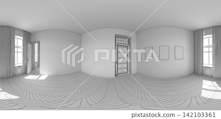 interior visualization, spherical panorama, 3D illustration interior visualization, spherical panorama, 3D illustration 142103361