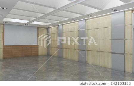 visualization of a large empty interior, 3D illustration visualization of a large empty interior, 3D illustration 142103393
