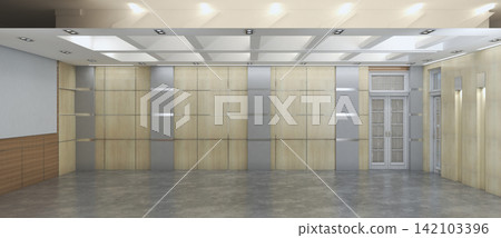 visualization of a large empty interior, 3D illustration visualization of a large empty interior, 3D illustration 142103396
