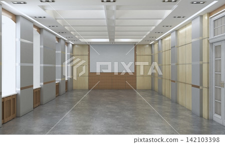 visualization of a large empty interior, 3D illustration visualization of a large empty interior, 3D illustration 142103398