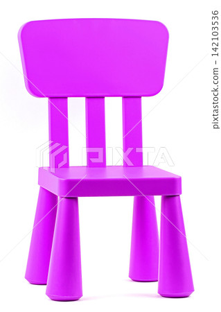 Purple plastic chair on a white background 142103536