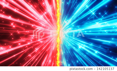 Image with a sparkling effect background featuring opposing red and blue converging lines. Image with a sparkling effect background featuring opposing red and blue converging lines. 142105137